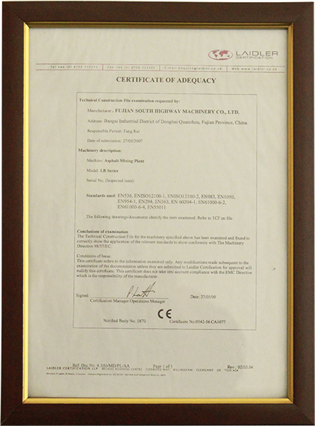 2009年certificate of adequacy